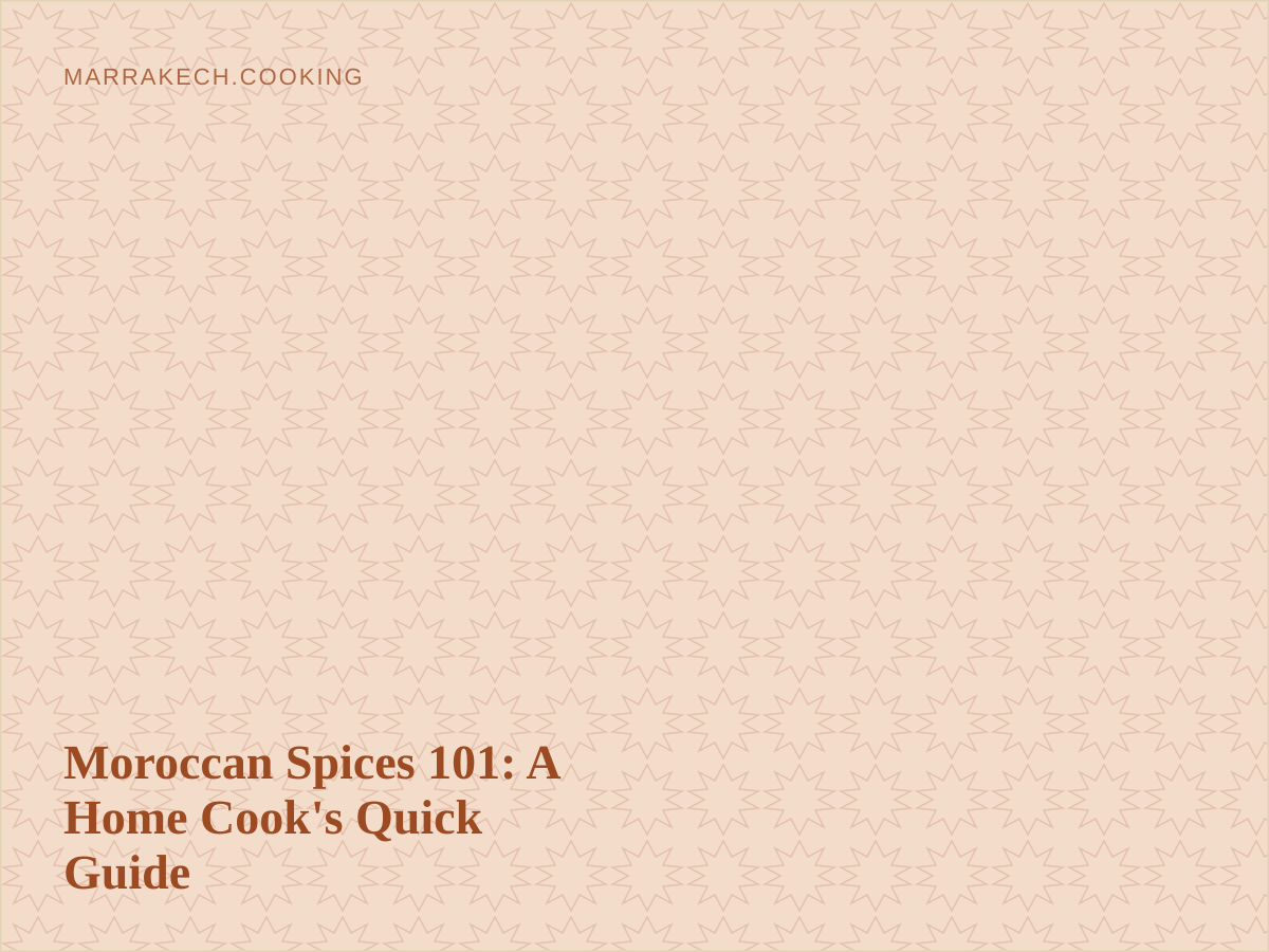 Small bowls of Moroccan spices including cumin, turmeric and paprika